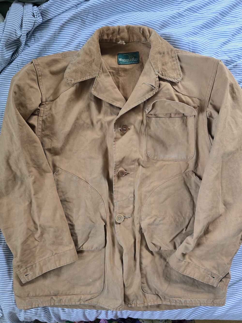 Vintage Montgomery Jacket Mens Chore Barn Field Hunting 60s Canvas Corduroy